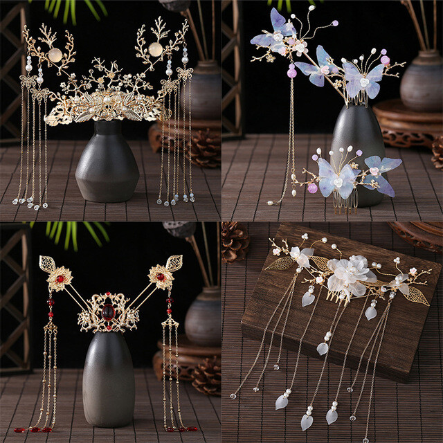 Retro Plum Blossom Hanfu Hairpin with Antique Tassel Hair Accessory