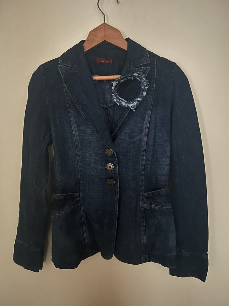 AN’GE Ladies Blazer Style Denim Jacket Size Small