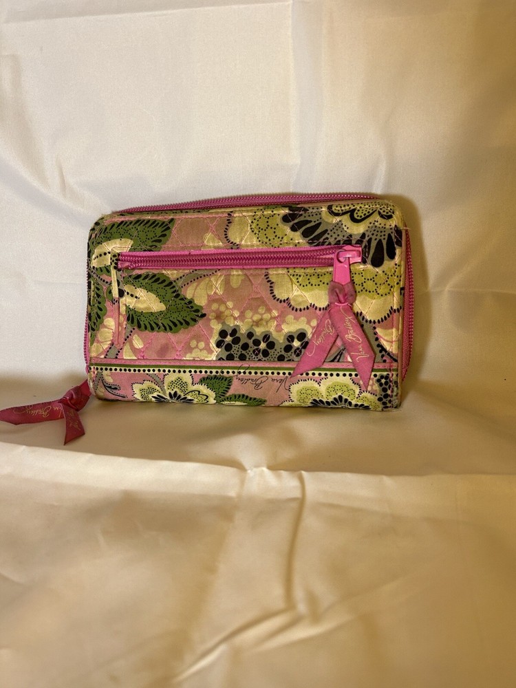 Vera Bradley Vintage Pink and Green Leaves Wallet