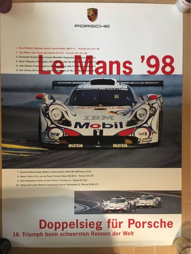 Porsche Le Mans 1998 GT1 Rare Item 911 Original Factory Poster