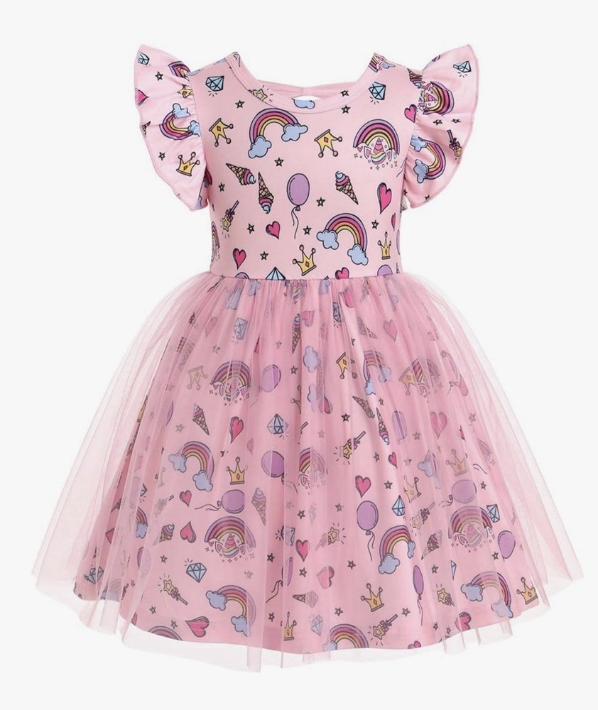 Toddler Tulle Dress 4-5 T Girl Fairy Princess Dresses Pink Rainbow Birthday