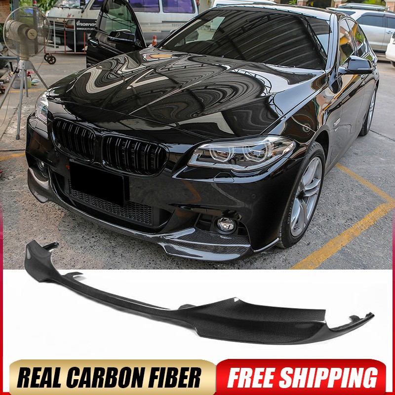 For BMW F10 530i 535i 550i M-Sport 2011-17 Real Carbon Front Bumper Lip Spoiler