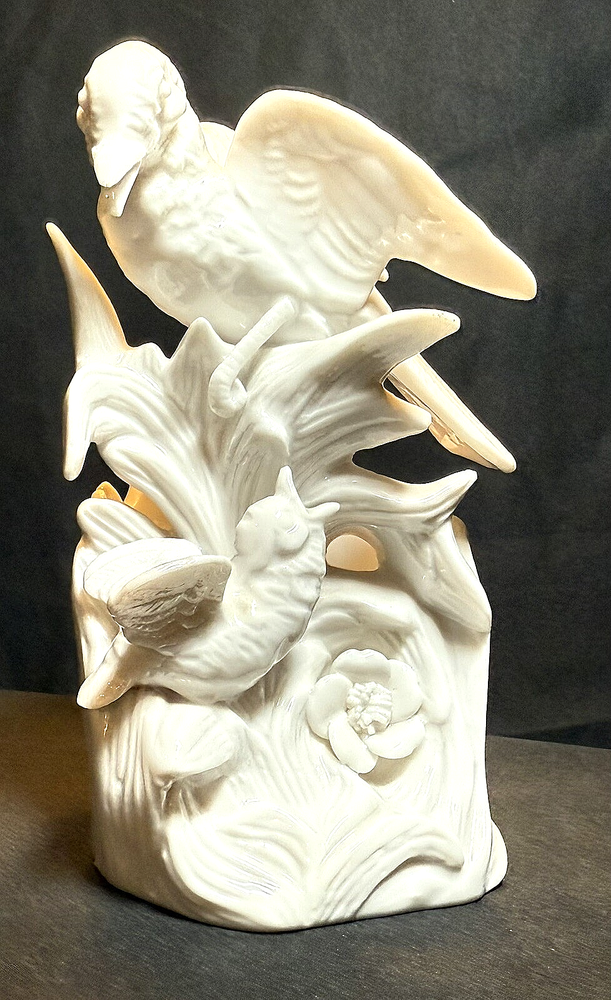 Hungry Baby Bird Porcelain Bisque Relief Sculpture Vase Mold