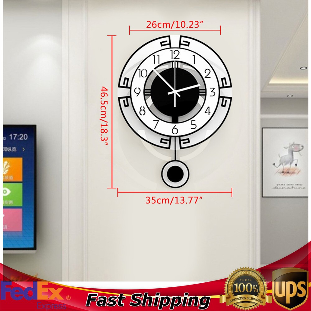 NEW Large Swing Wall Clock Modern NordicLiving Room Silent Pendulum Wall Clock