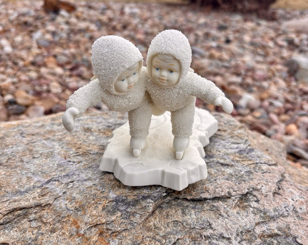 Dept. 56 Snowbabies We Make A Great Pair 2 Children Angels Ice Skating