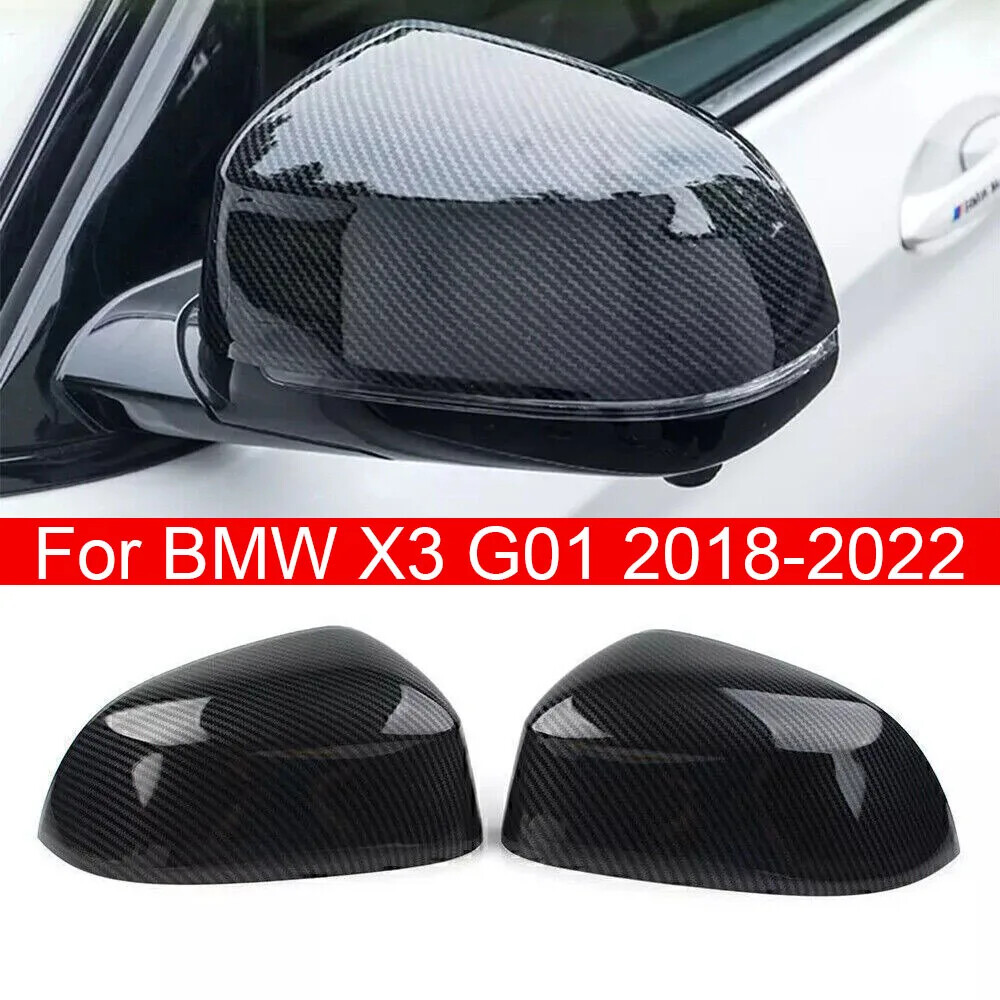 For BMW X3 G01 2018-2022 Rearview Side Mirror Cover Wing Cap Trim Add on Carbon