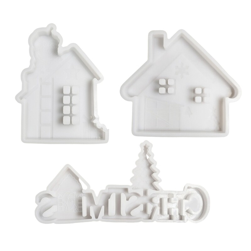 Festive Christmas House Silicone Molds for Epoxy Resin Crafts