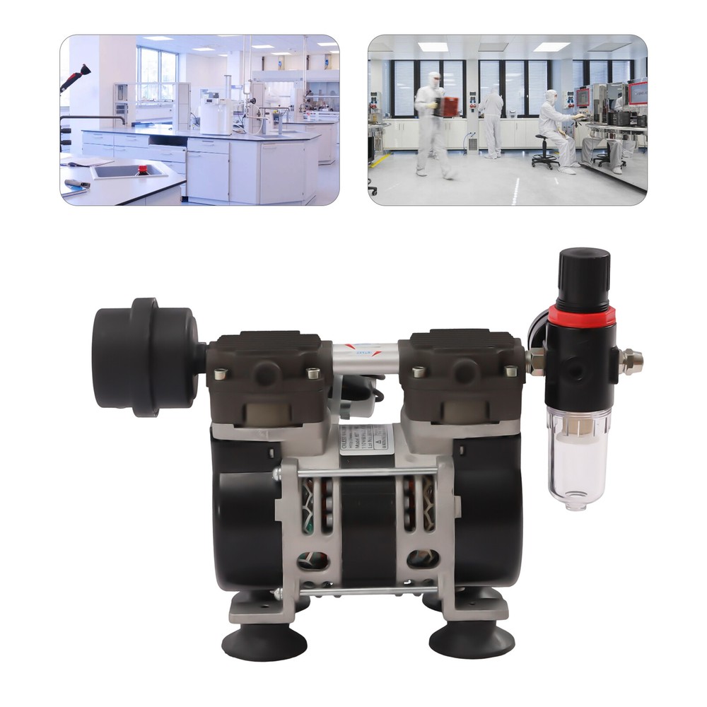 Lab Vacuum Pump Oilless Oil Free Vacuum Pump w/ Air Filter 200Watt 60 L/min USA