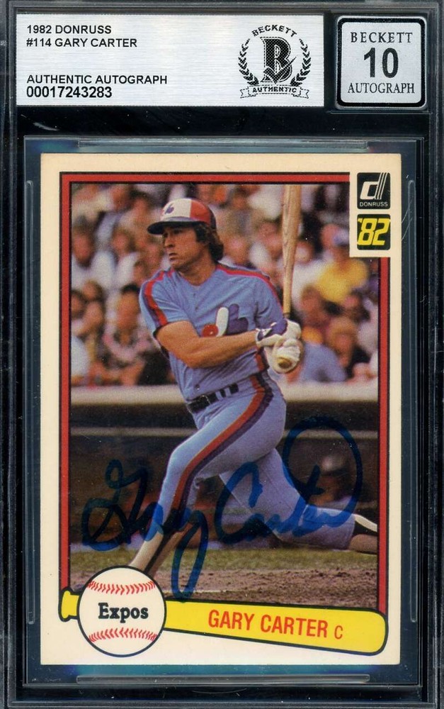 Gary Carter Gem Mint 10 Beckett BAS Signed 1982 Donruss Autograph
