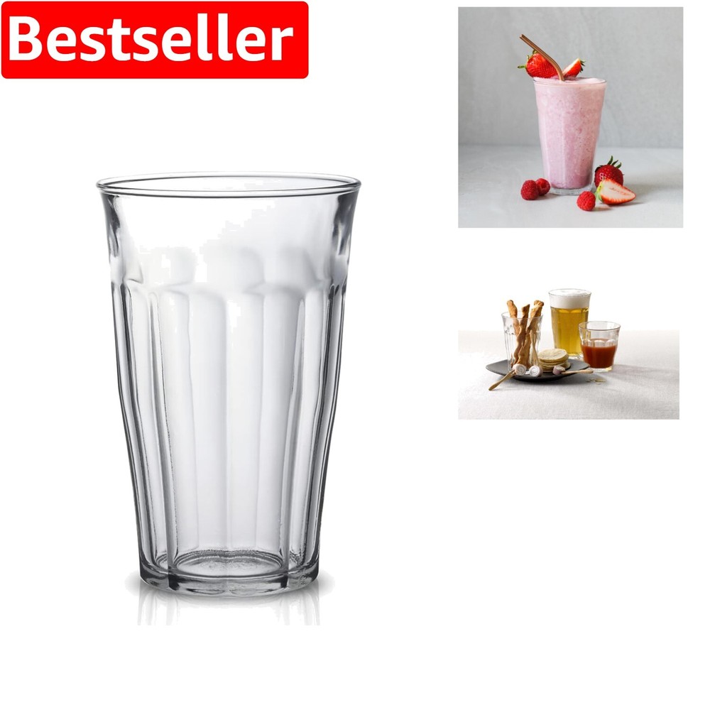 Elegant Picardie 16.87 oz Glass Tumblers Set of 6 Made in France