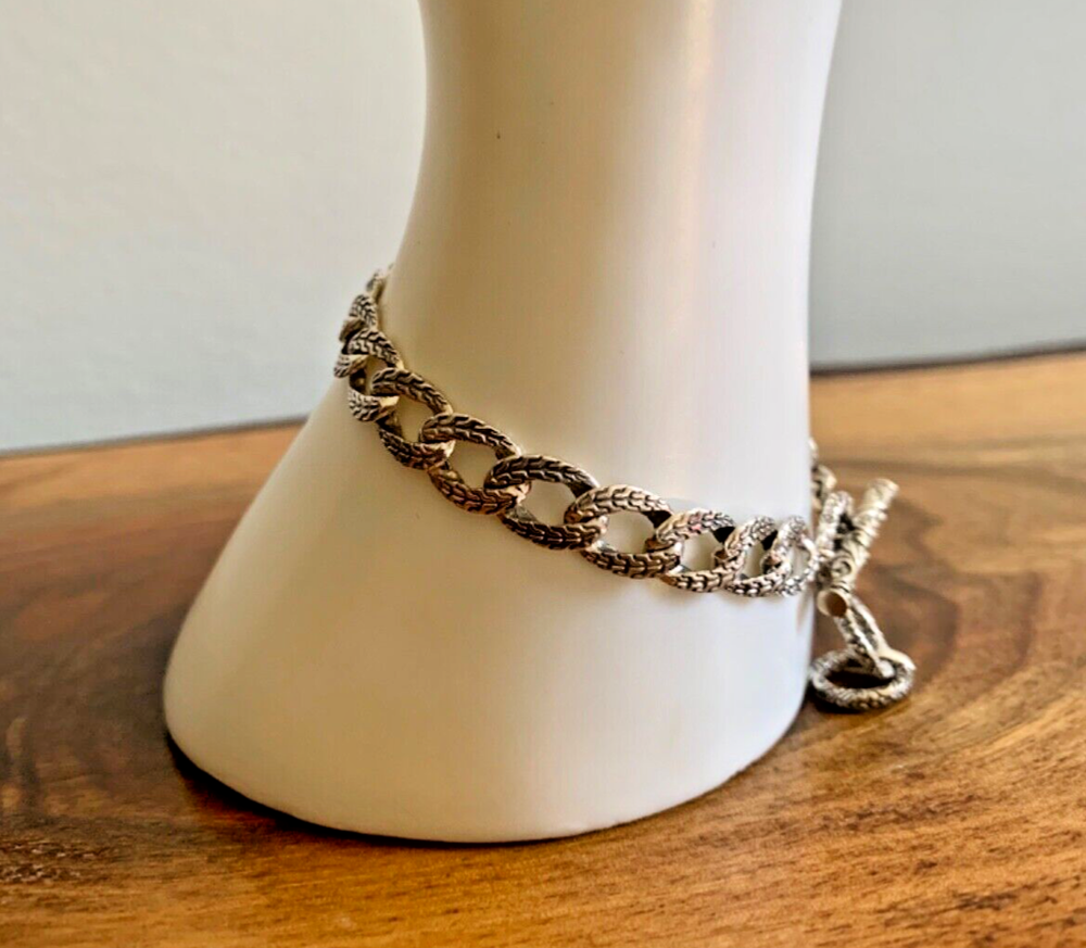 Bali Legacy Tulang Naga Texture Curb Sterling Silver Bracelet - 7.50 in (13.65c)