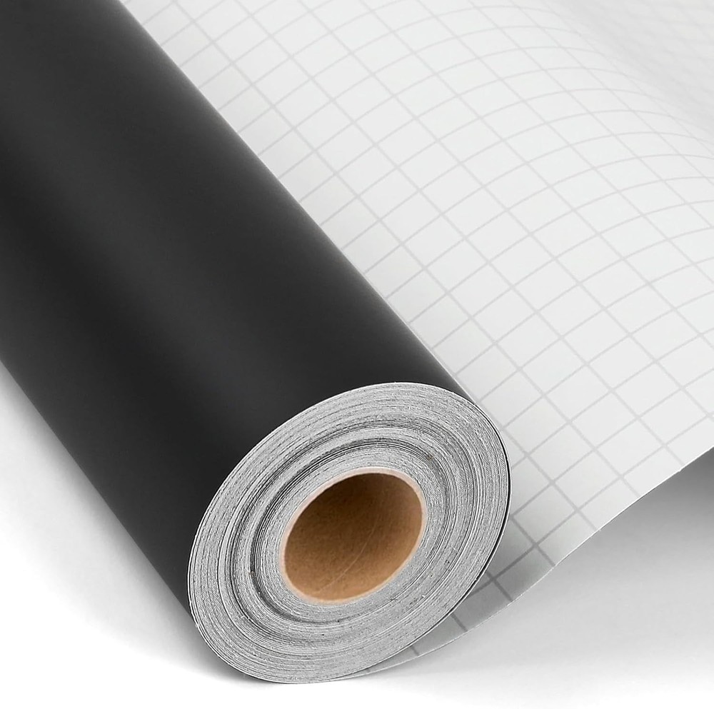 12'' X 42Ft Matte Black Permanent Vinyl Roll - Permanent Adhesive Vinyl Roll for