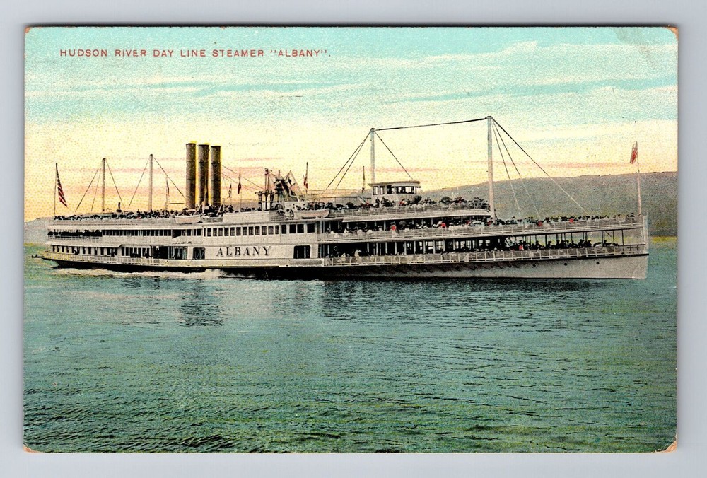 Hudson River Day Line Steamer Albany Vintage 1909 Postcard Transportation