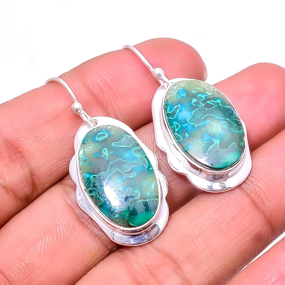 Chrysocolla Malachite - Congo 925 Sterling Silver Earring 1.56