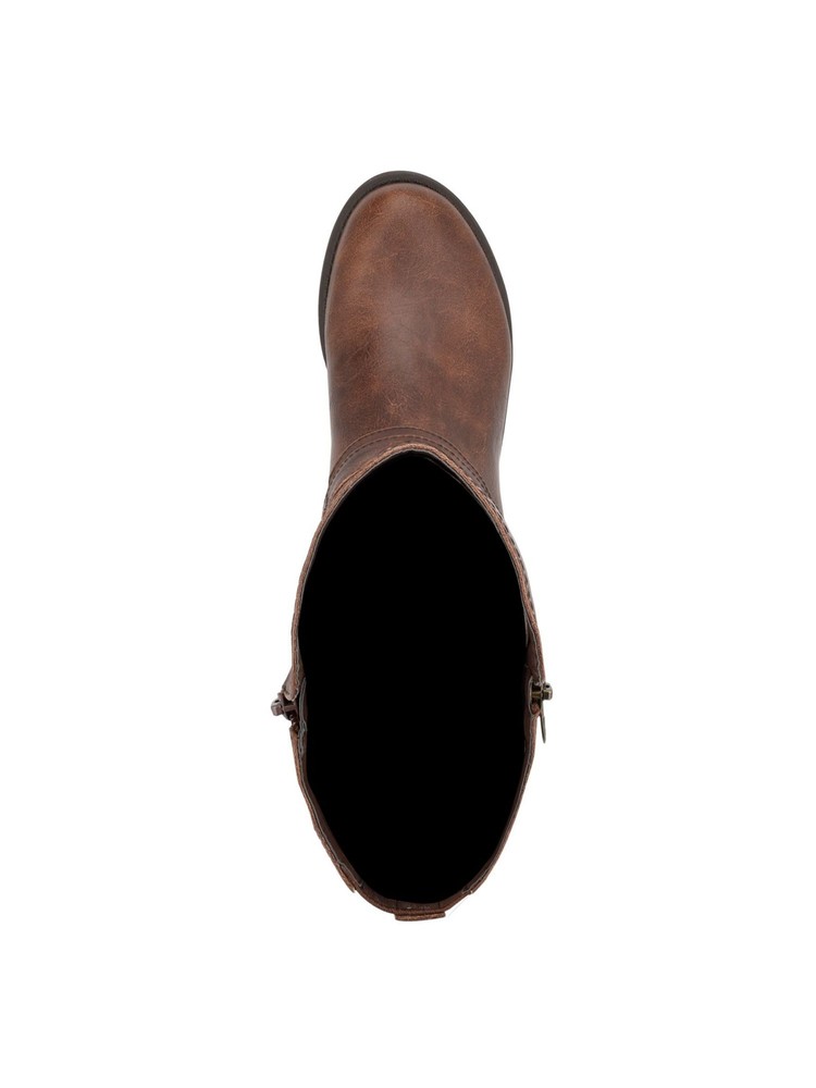 GBG LOS ANGELES Womens Brown Flex Back Gold-Tone Harlea Riding Boot 5 M WC