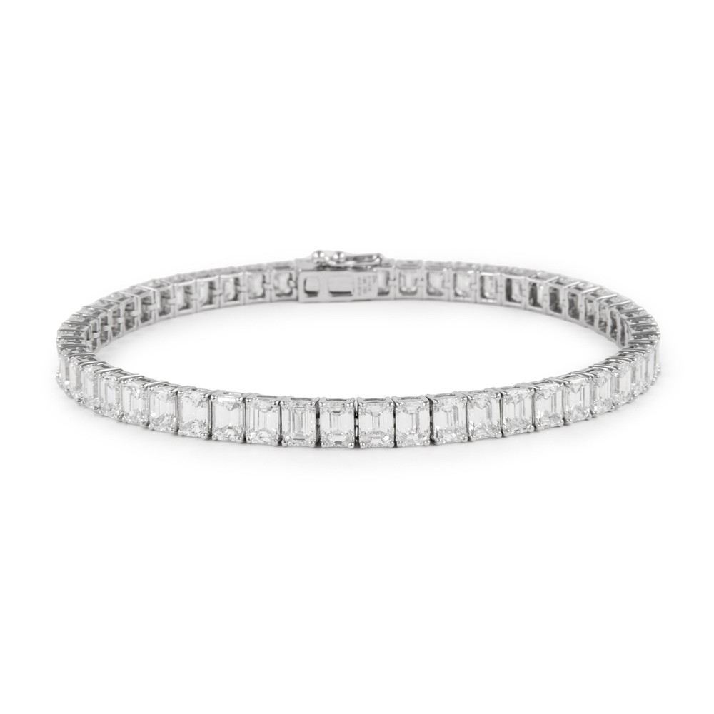 Alexander Beverly Hills 12.67ct F VS1 Emerald Cut Diamond Tennis Bracelet 18k