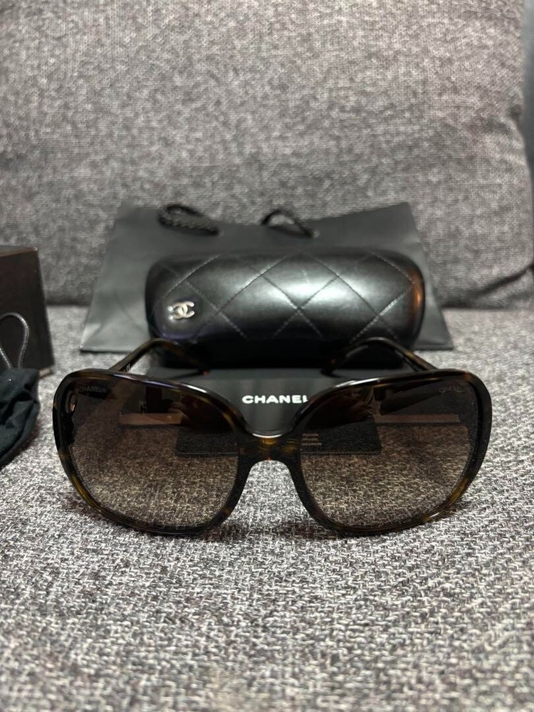 CHANEL 5284-A Brown Gold Sunglasses with Coco Logo Plastic Frame