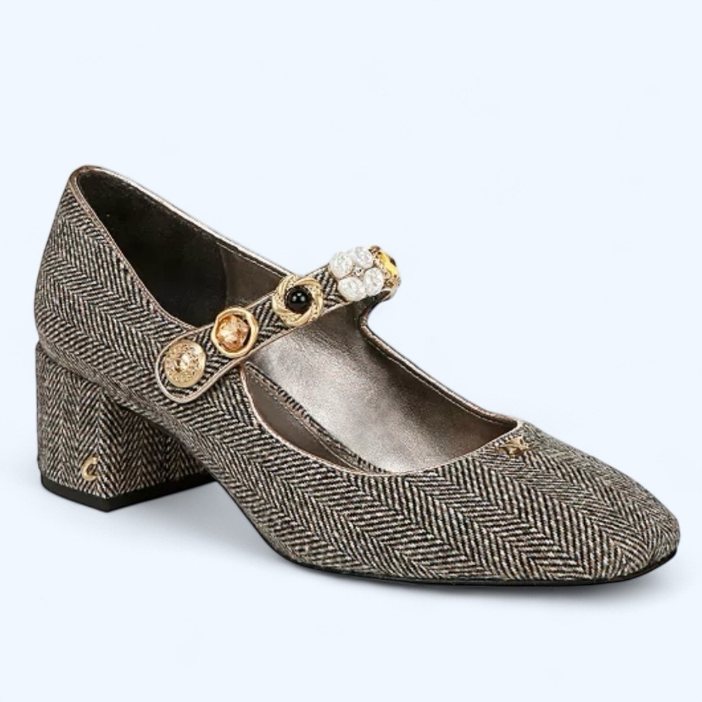 Circus NY Elaine Jeweled Mary Jane Block Heel Shoes Womens Size 9.5