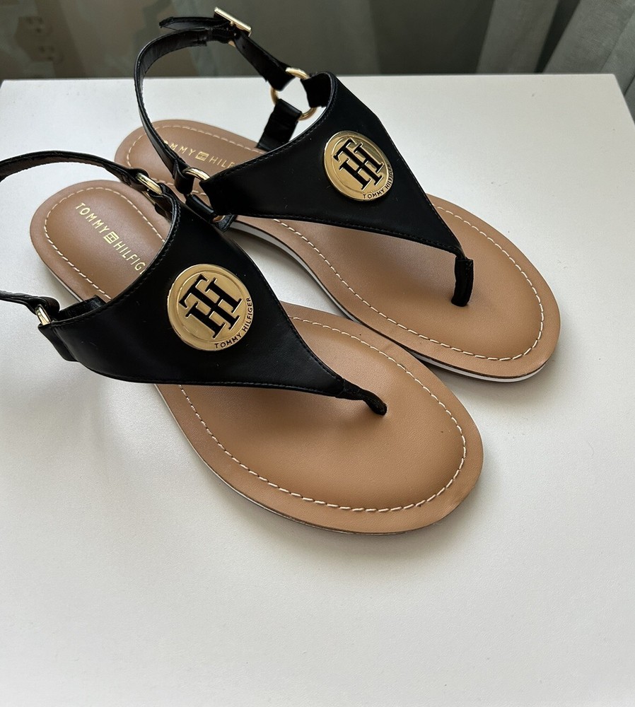 Tommy Hilfiger Womens Twgrizz-T Black Thong Sandals Size 8/30