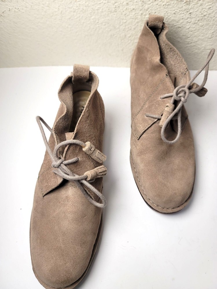 Hush Puppies Suede Desert Chukka Boots Beige Lace-Up Women's Casual Footwear Siz