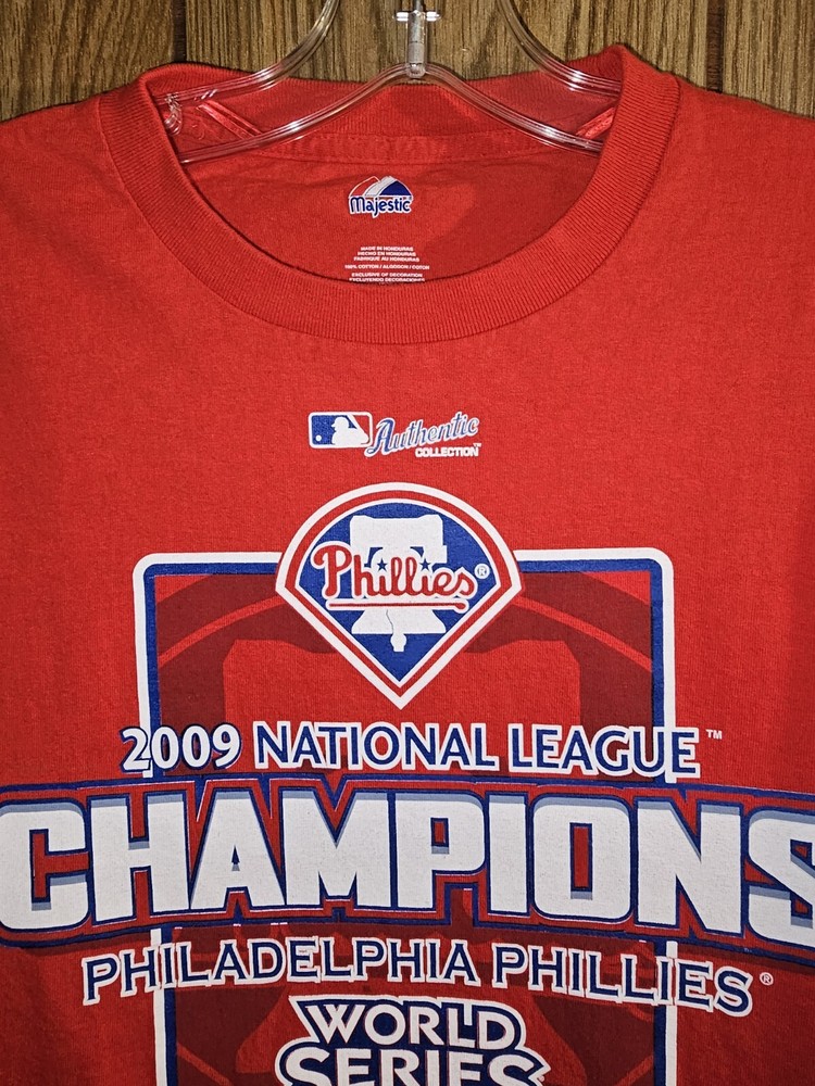 Philadelphia Phillies 2009 World Series Large Mens Red Graphic Logo Tshirt MLB