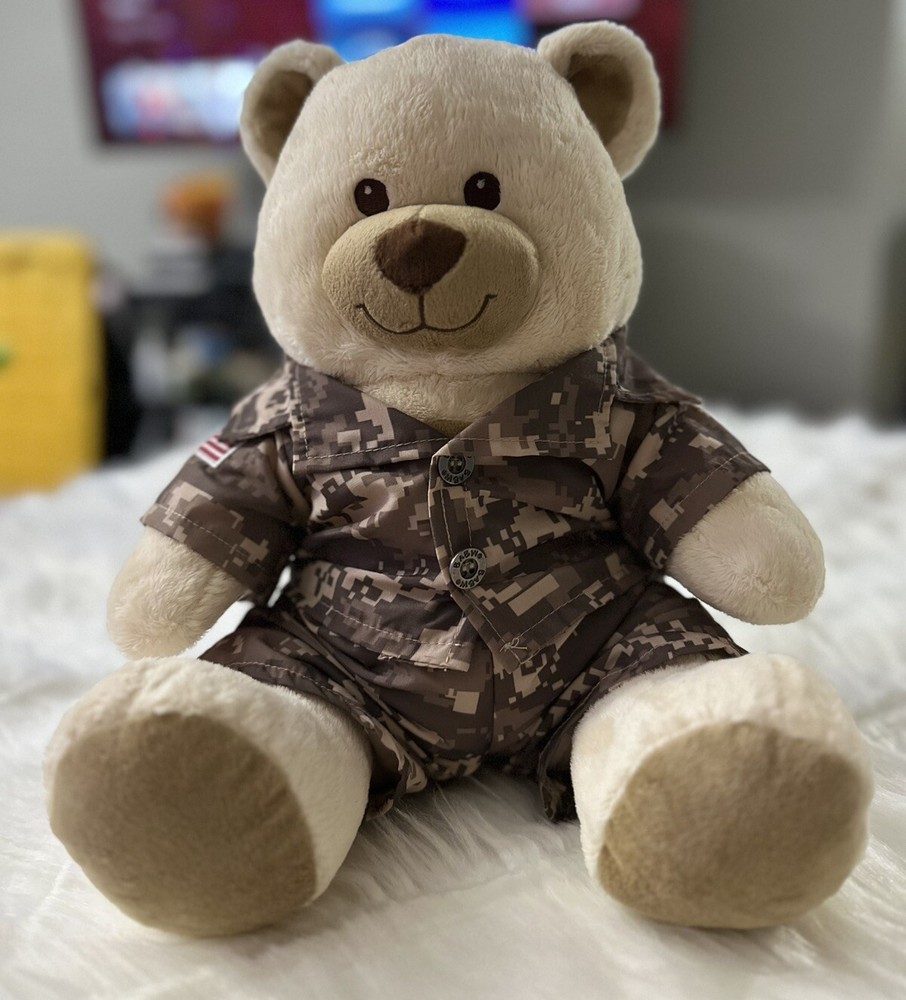 Build-a-Bear Army USA Military Asthma & Allergy Friendly Plush Bear Tan Brown