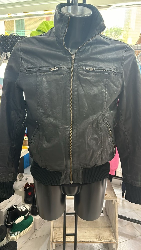 Jake&Jons Mens Black Genuine Leather Jacket Size S Preowned LLD234