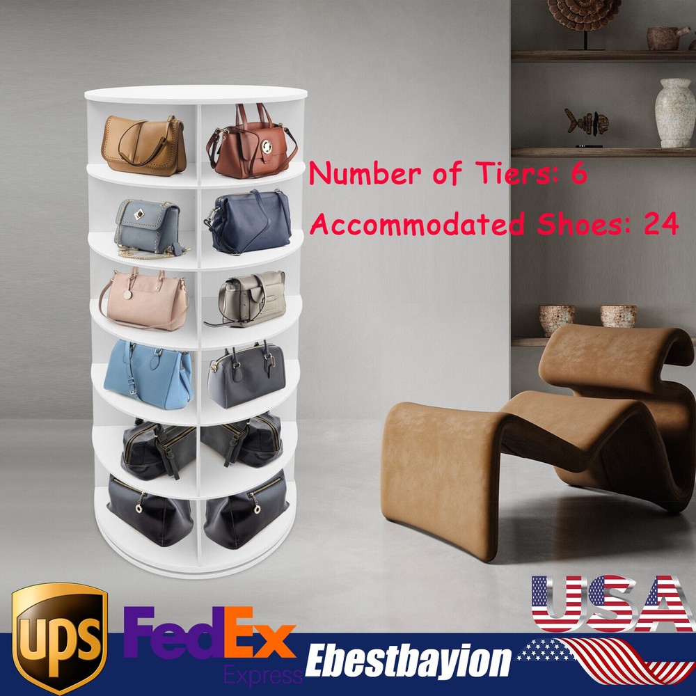 6-Tier Rotating Shoe Rack Organizer for Bedroom Free Standing Storage