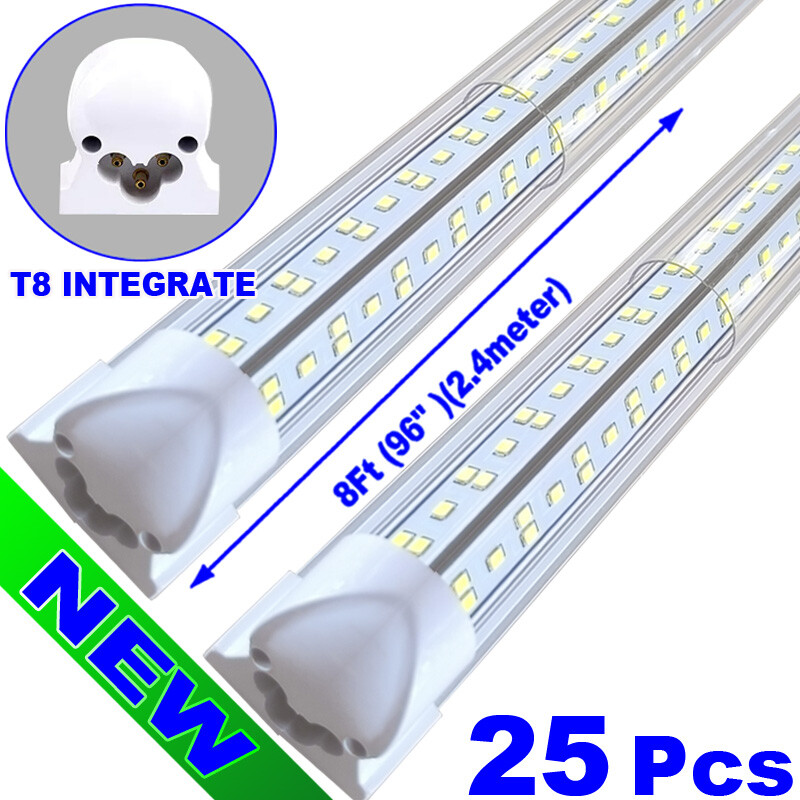 8Ft Integrated Led Tube Light Bulbs 8Foot 144W Linkable Led Shop Light 6500K 25P