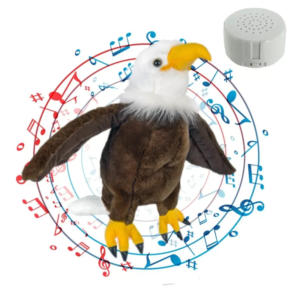 Juguete de peluche Liberty the Bald Eagle de 16 pulgadas con grabadora - Construye un oso coleccionable