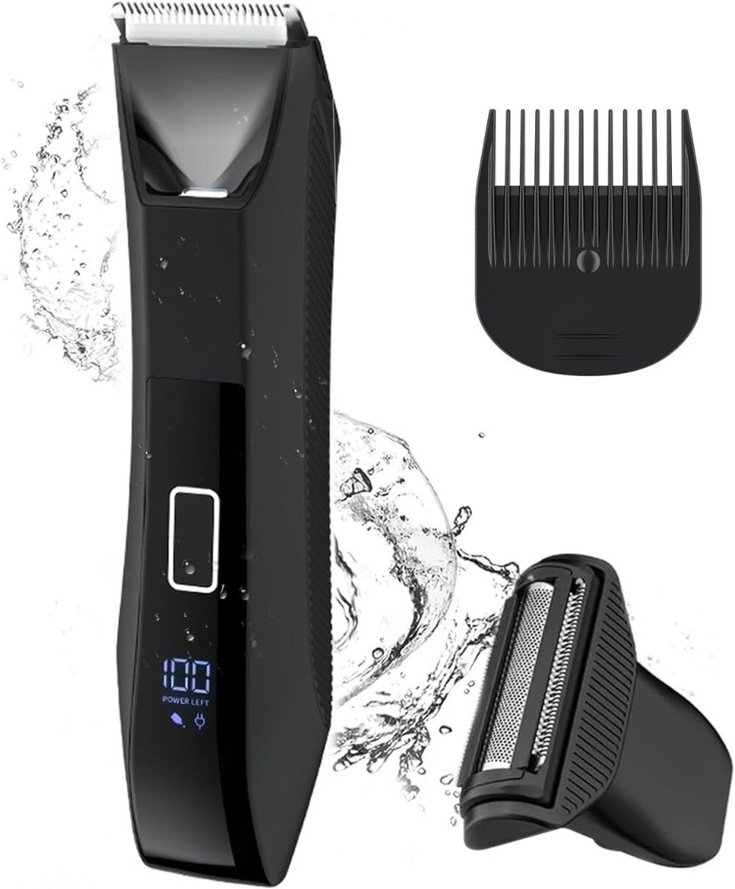 2-in-1 Manscape Trimmer for Men, Body Groin & Bikini, Wet/Dry IPX7 Waterproof
