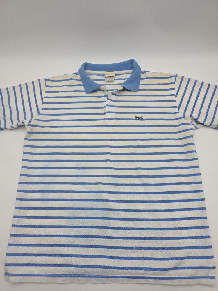Lacoste Polo Shirt Men Size 7 Blue Logo Embroidered 100%. Cotton .#40739
