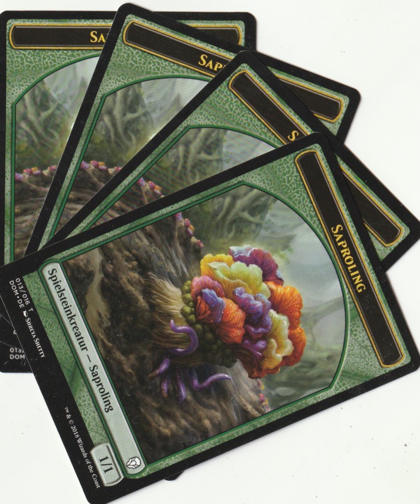 4 MTG Magic Gathering Saproling Green Token Playset DOM EN 2018
