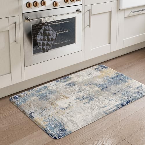 Anti Fatigue Kitchen Mat 20x31 Multi Blue Cushioned Floor Mat for Comfort