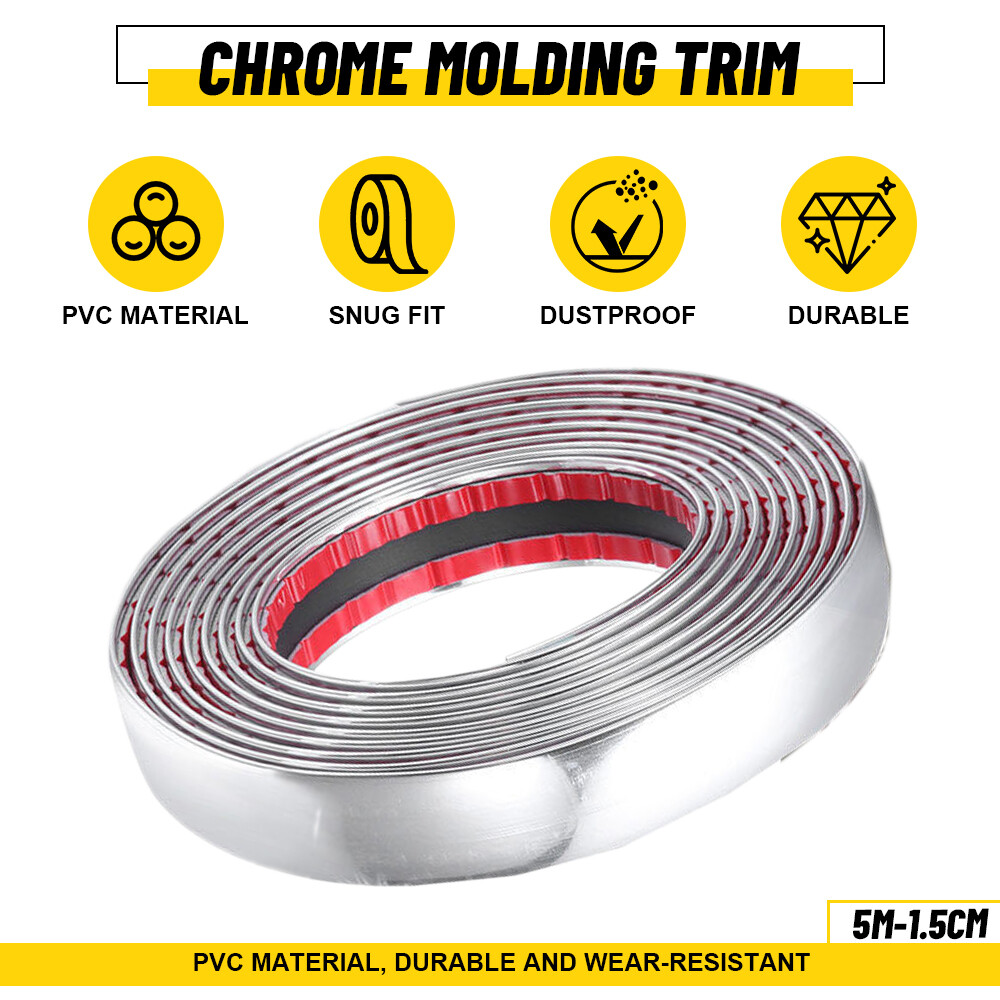 5M*1.5CM Chrome Trim Molding Body Side Strip For Car Bumper Door Window Guard M