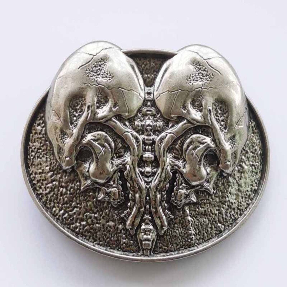 Large Dual Skulls Western Cowboy Belt Buckle for Men & Women Rodeo Casual Wear