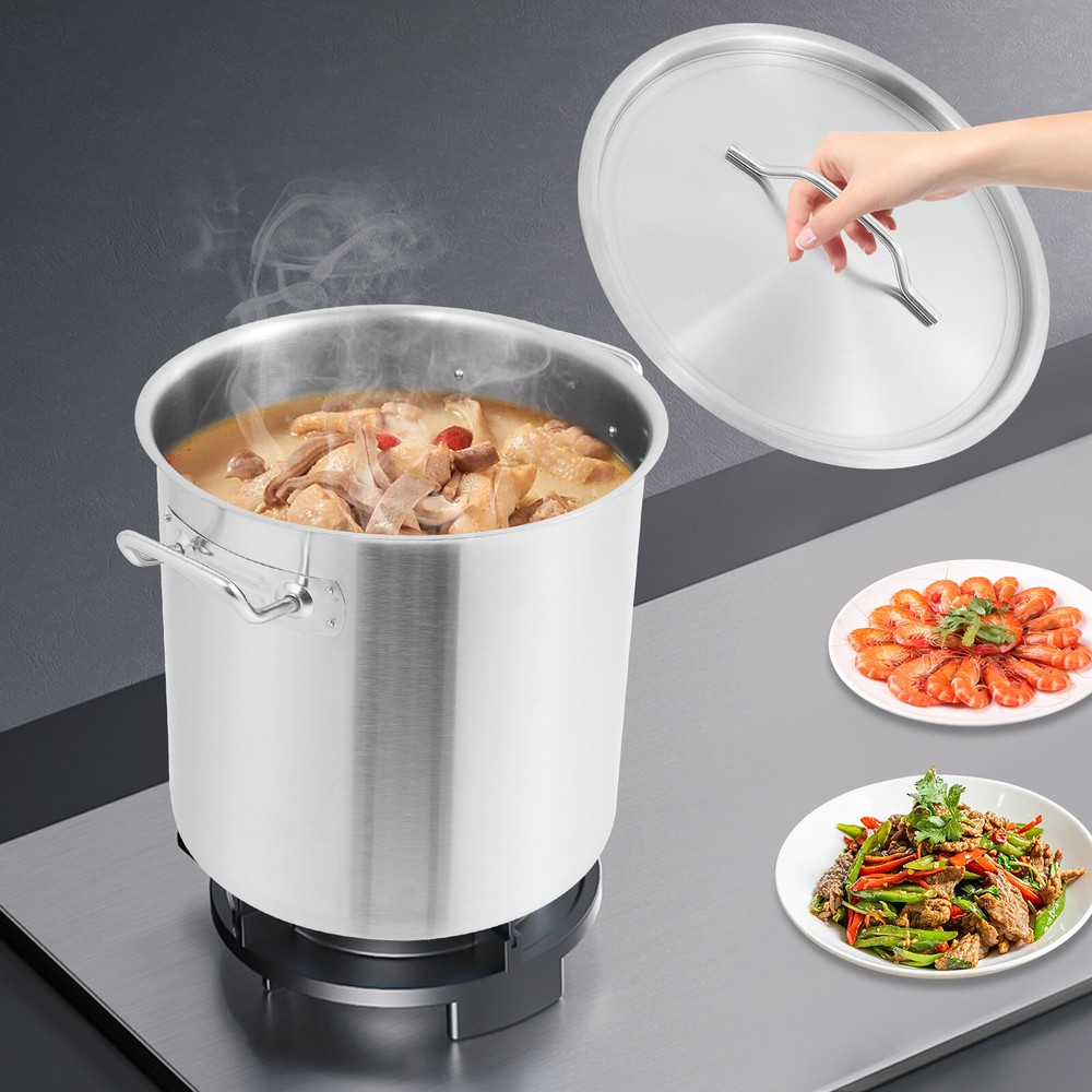 25L Stainless Steel Commercial Stockpot with Lid for Restaurant Soup Cooking