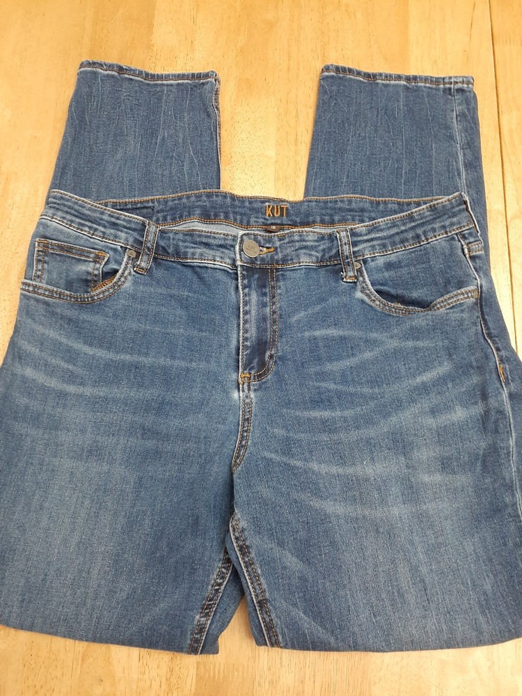 Kut From the Kloth Jeans Womens Slouchy Boyfriend  Size 16 Blue Whiskered Denim