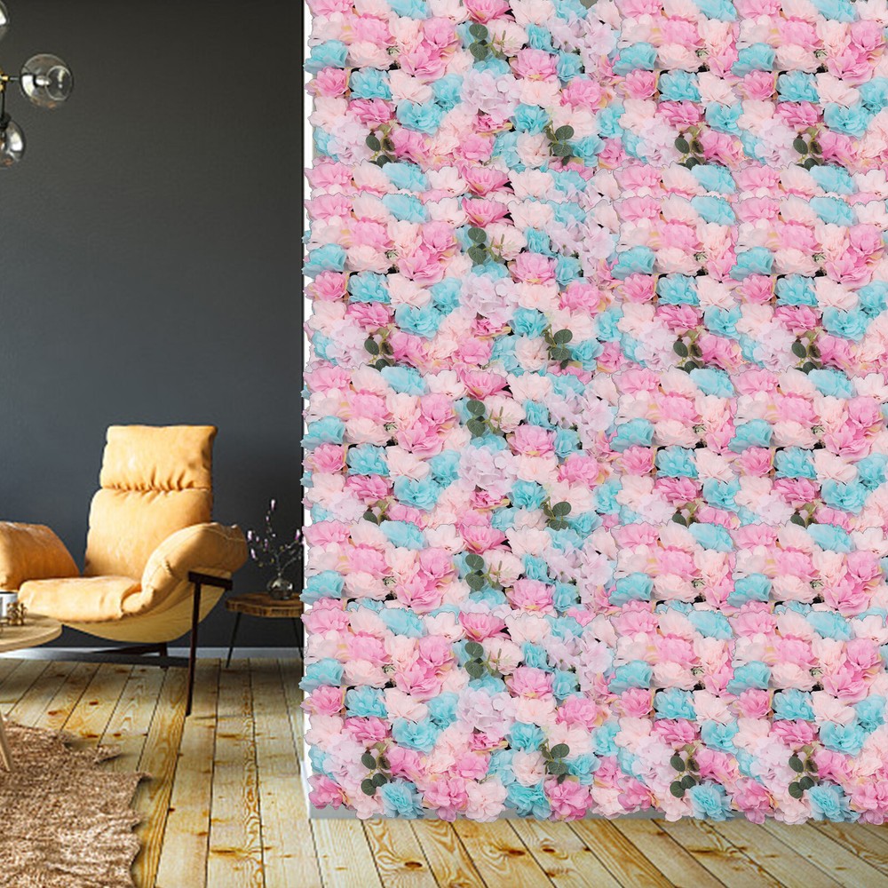 12pcs Artificial Flower Wall Rose Floral Panel Backdrop Decor for Party Wedding