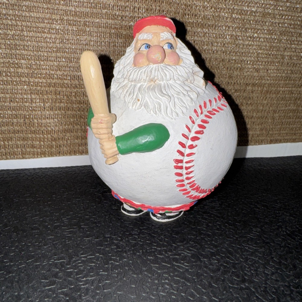 Vintage Santa Claus Baseball Body Shape Resin Hand Painted RARE