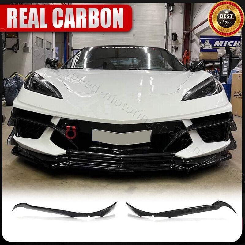 Real Carbon Front Bumper Splitter Vent Fin Fit For Chevrolet Corvette C8 2020-24