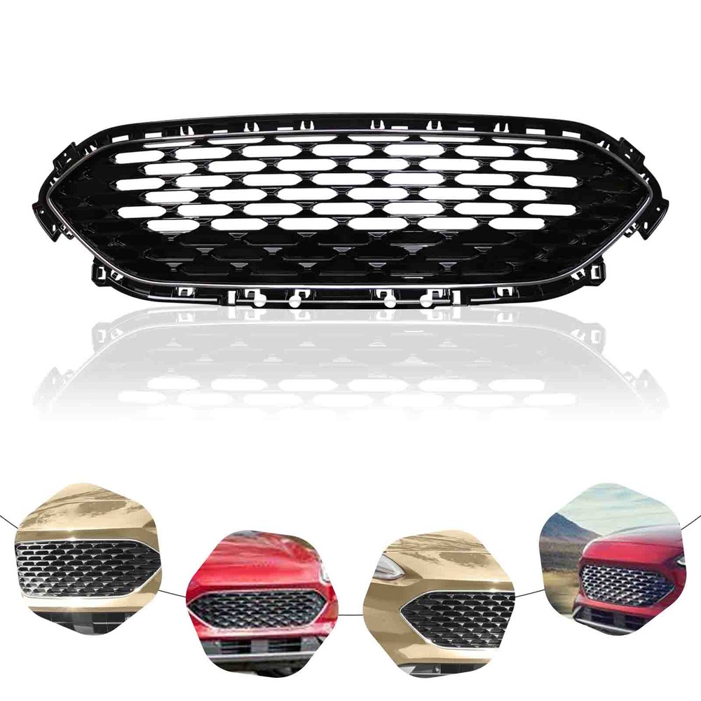Front Grille Honeycomb Glossy Black W/ Trim LJ6Z-8200-DA For 2020-22 Ford Escape