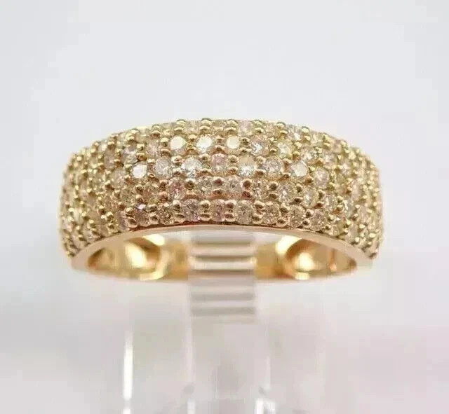 2.5Ct Round Cut Moissanite 14k Yellow Gold Plated Cluster Wedding Band Ring
