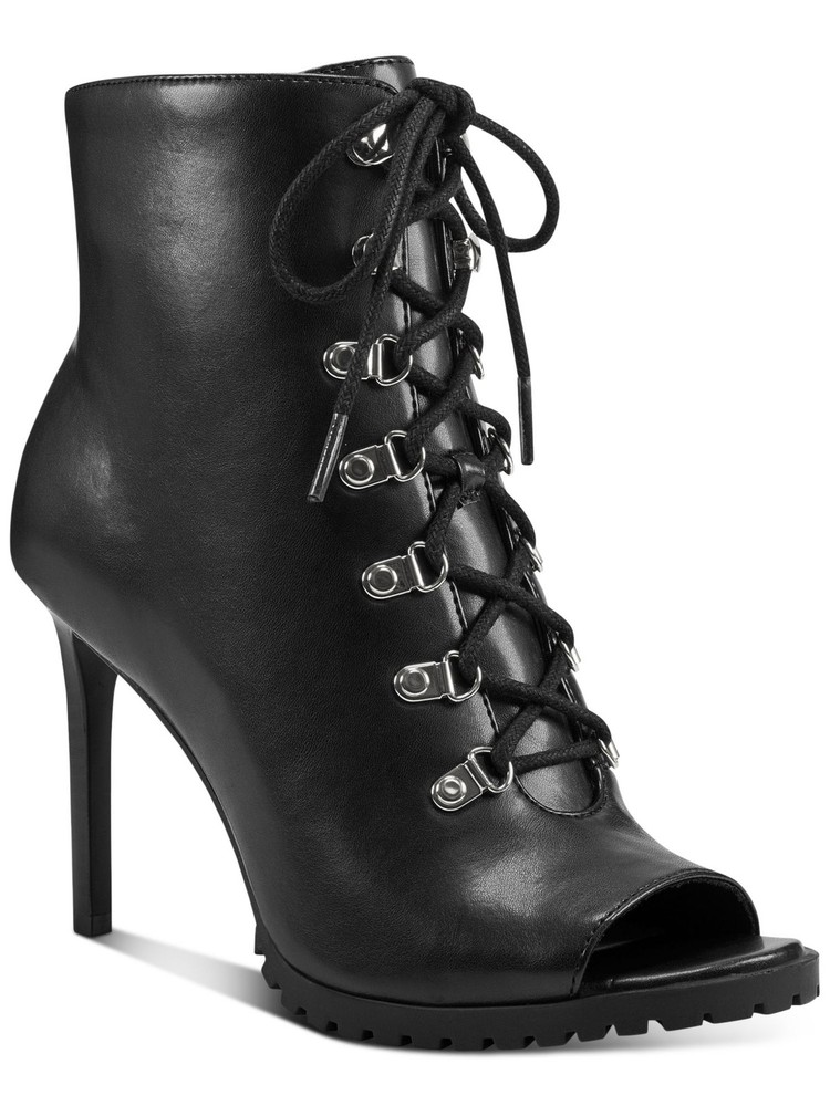 INC Womens Black Arch Support Florita Open Toe Stiletto Zip-Up Dress Shootie 8 M