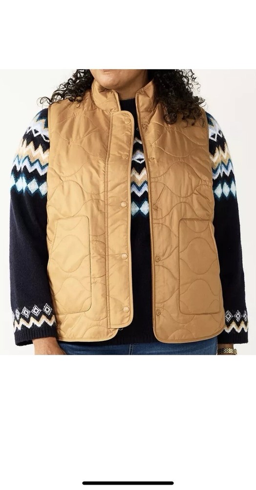 CROFT & BARROW SNAP FRONT FLEECE LINED QUILTED VEST WOMEN'S PLUS 2X