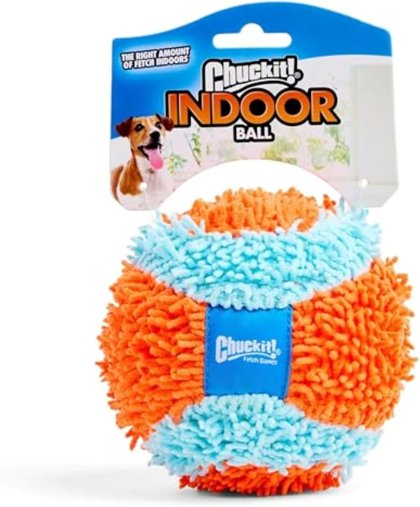 Indoor Fetch Ball Dog Toy (4.75 Inch), Orange and Blue