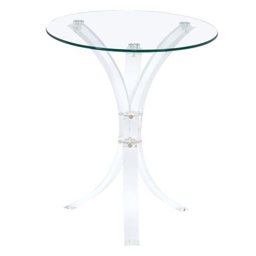 Modern Clear Tempered Glass Top Side Table for Living Room