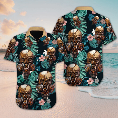 Hawaiian Aloha Shirts with Skull and Flower 3D All Over Print for Summer Hawaii Style