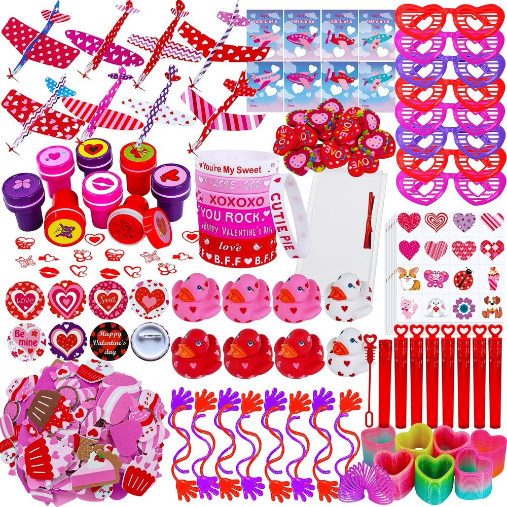 236 Pcs Valentine's Day Stationery Toy Assortment Set Valentine Goodie Bag St...