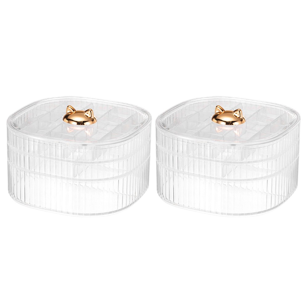 2pcs 3-Layer Clear Acrylic Jewelry Organizer Box with Lid